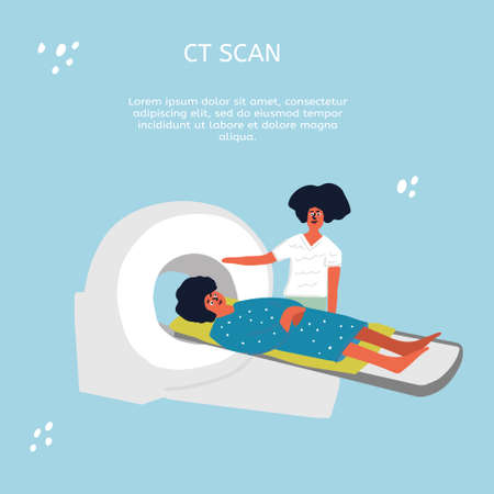 Hand drawn illustration of computed tomography scan. Banner or website templateのイラスト素材