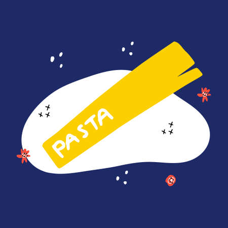 Hand drawn pasta with flowers on dark backgroundのイラスト素材