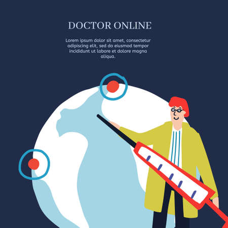 Medical illustration. Online medical assistance service. Banner or website templateのイラスト素材
