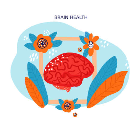 Medical illustration of brain in frame.のイラスト素材