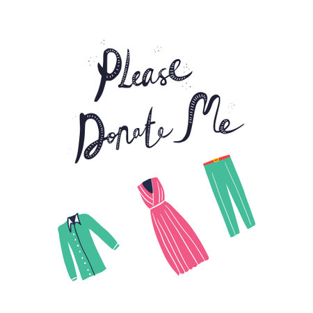 Please donate me - cute hand drawn lettering quote.のイラスト素材