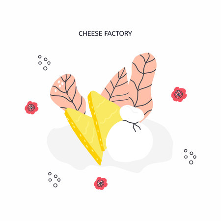 Cheese vector hand drawn illustration. Website, banner or poster templateのイラスト素材