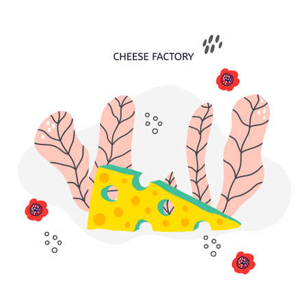 Cheese vector hand drawn illustration. Website, banner or poster templateのイラスト素材