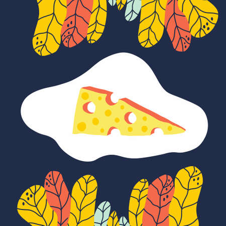 Website, banner or poster template. Cheese in dark backgroundのイラスト素材