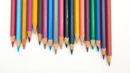 Colorful pencil crayons on a white backgroundの写真素材