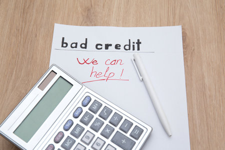 Document bad credit with sign we can help.の写真素材
