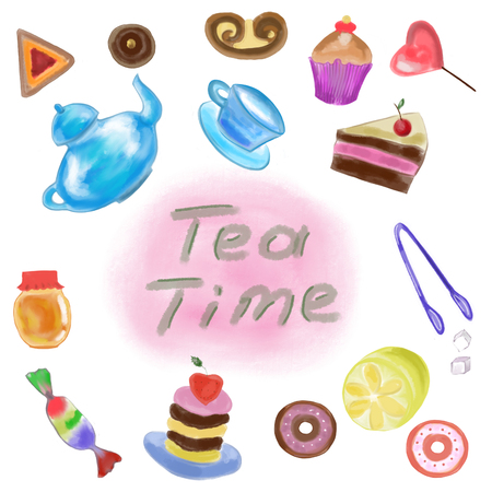 Accessories and desserts for teaの写真素材