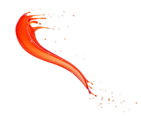 Splashes of red juice isolated on a white backgroundの写真素材