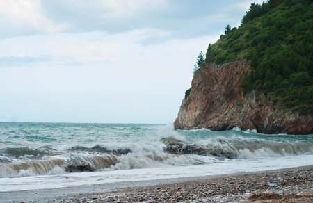 Storm on the Adriatic coast. Montenegro