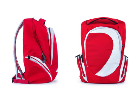 sports backpack standing on a white backgroundの写真素材