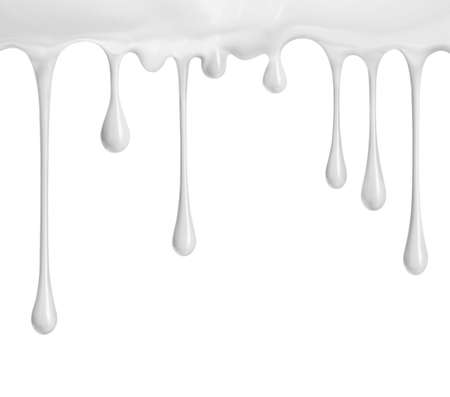 White cream drips on white backgroundの写真素材