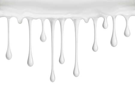 White cream drips isolated on white backgroundの写真素材