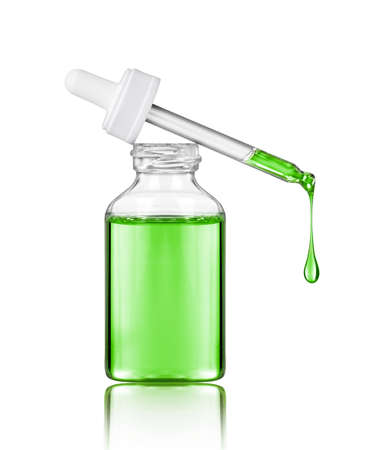 Cosmetic bottle with pipette isolated on white backgroundの写真素材