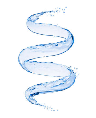 Splashes of water in a swirling shape, isolated on white backgroundの写真素材