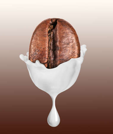 Coffee bean with milk dropの写真素材