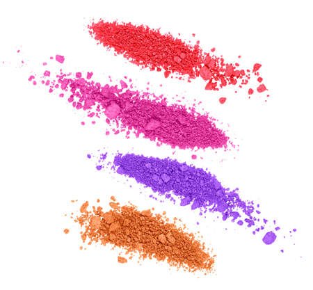 Set of crushed colored eyeshadows on white backgroundの写真素材