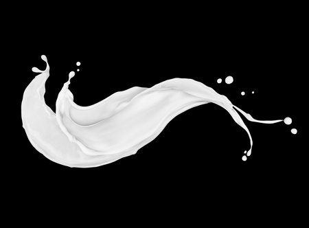 Splashes of milk or cream on black backgroundの写真素材