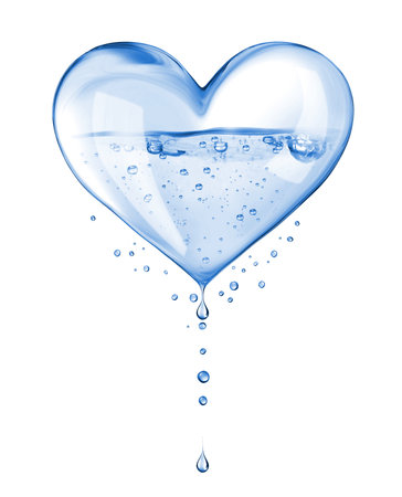 Abstract heart made of water isolated on white backgroundの写真素材