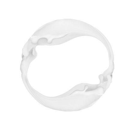 Splashes of milk in a circular motion, isolated on white backgroundの写真素材