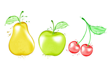 Fruits made of water. Concept image isolated on white backgroundの写真素材