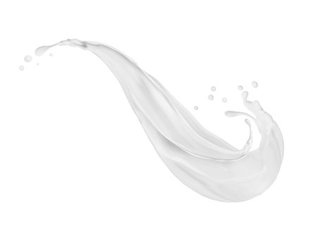 Splashes of cream close-up on a white backgroundの写真素材