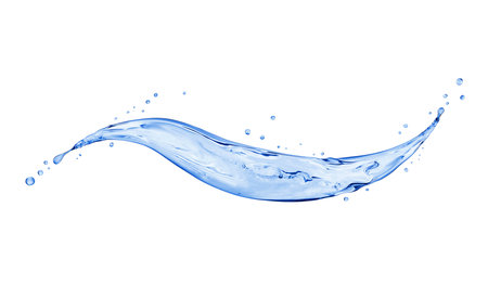 Splash of fresh water close-up isolated on white backgroundの写真素材
