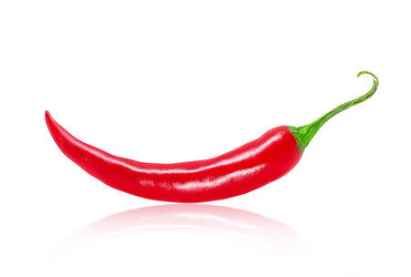 Rrefined fresh chili pepper closeup isolated on white backgroundの写真素材