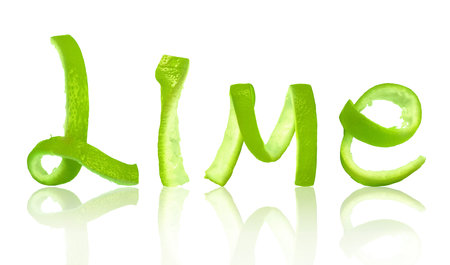 The word lime is made of peel, isolated on white backgroundの写真素材
