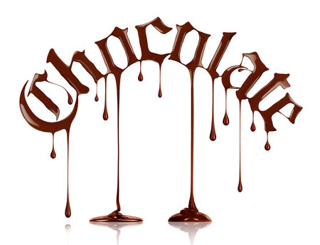 Word Chocolate written with melted chocolate in a gothic styleの写真素材