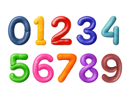 Numbers are made of colored plasticineの写真素材