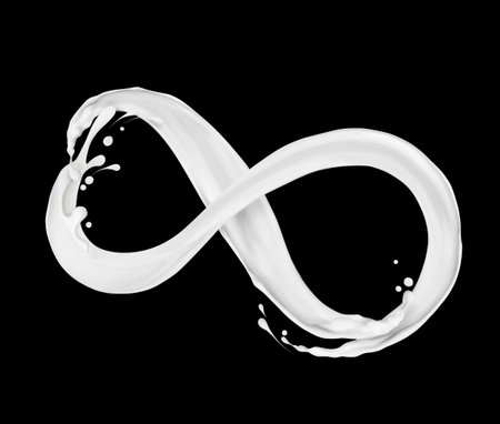 Two dairy splashes isolated on a black background