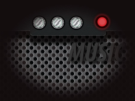 amplifier with audio controls and the red indicator light gray mesh for music and backgroundsのイラスト素材