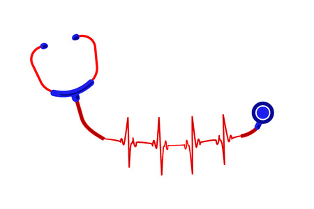 ECG phonendoscope illustration of stethoscope who gradually becomes a electrocardiogramのイラスト素材