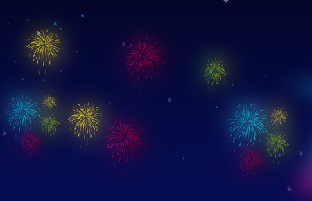 fireworks against a night sky with starsのイラスト素材