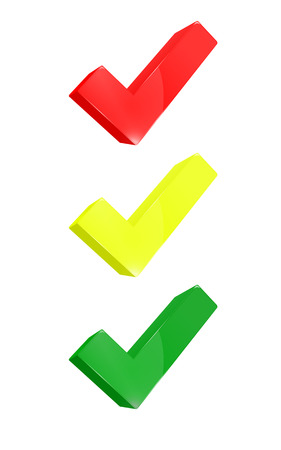 Red yellow green tick  Check in the form of light  Tick ââin tryde のイラスト素材