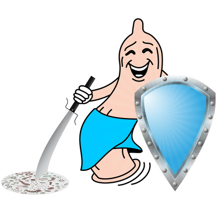 Condoms protect against viruses  Safe Sex  Tool kontracheptsiyi  The condom prevents syndrome acquired imunudyfitsytu man  Stop AIDS のイラスト素材