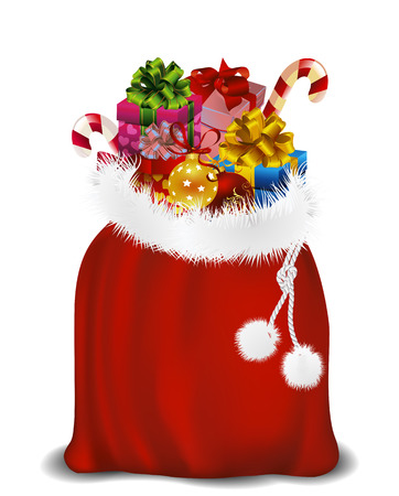Bag of Santa Claus. Bag of St. Nicholas. Bag with gifts.のイラスト素材