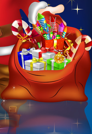 Bag with gifts from Santa. Gifts for Christmas. Gifts for the New Year.のイラスト素材