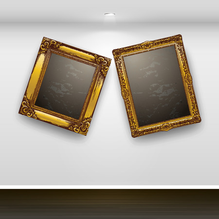 Two paintings hanging on the wall. The design of the room. Decorate habitation through art.のイラスト素材