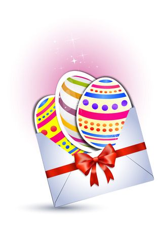 Paper Eggs in a festive envelope, vector art illustration for Easter.のイラスト素材