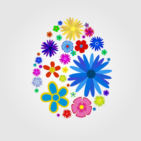 Easter egg from flowers, vector art illustration for Easter.のイラスト素材