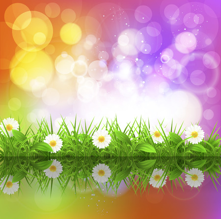 Flowers on the background with bukeh, vector art illustration.のイラスト素材