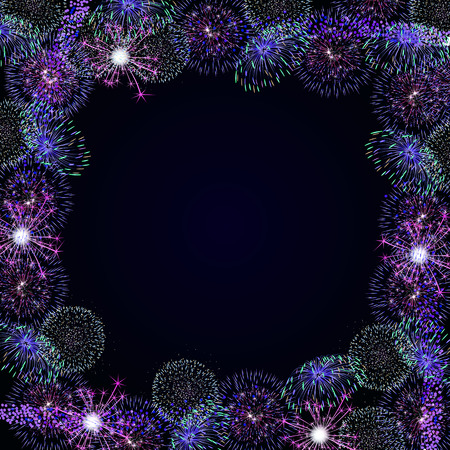Frame from fireworks vector illustration holiday art.のイラスト素材