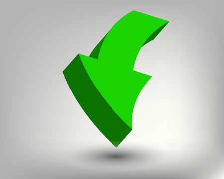 3D bright green arrow, vector art illustration.のイラスト素材