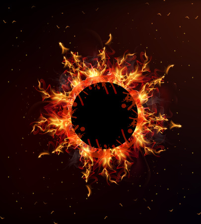 Background with fire inside the circle, vector art illustration.のイラスト素材