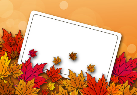 Autumn maple leaves on the card, vector art illustration.のイラスト素材