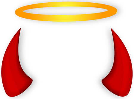 Angel's halo and devil horns, vector art illustration.のイラスト素材