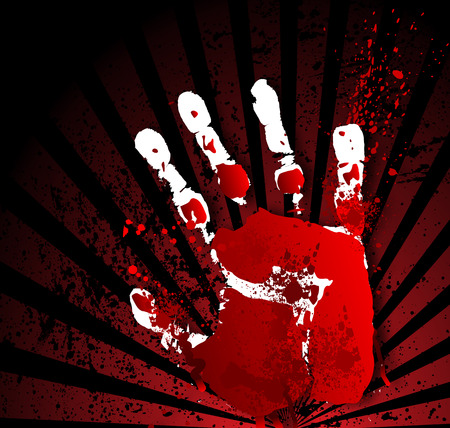 Bloody handprint, vector art illustration of Halloween.のイラスト素材