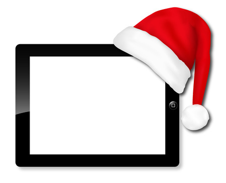 Tablet IPAD Santa hat, Christmas discounts.のイラスト素材