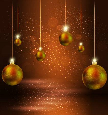 Christmas toys for glossy shiny background, vector art illustration.のイラスト素材